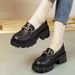Women's Stylish Small Leather Casual Le Fu Shoes, 2024 New Model, Sponge Cake Thick Raised Soft Sole, Versatile_voghion.com