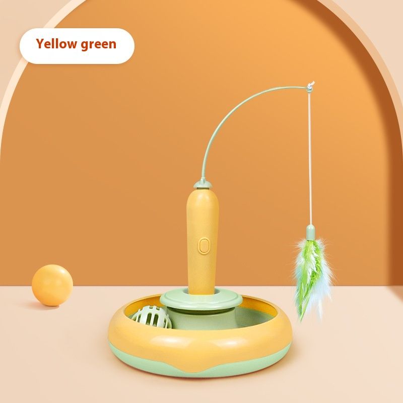 Pet Electric Feather Fishing Rod, Rotating Turntable, Specific Toy, Self Fun Amusement Board, Cat Teasing Ball_voghion.com