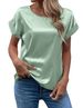 T-shirt da donna a gamba dritta con scollo rotondo in velluto a coste color K Fashion Temperament_voghion.com
