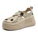 Echtleder-Sandalen für Damen, Sommer 2024, Outdoor, geschlossene Zehenpartie, römischer Stil, lässige Schuhe mit dicker Sohle, Schweinskäfig-Design, gewebte Sportschuhe_voghion.com