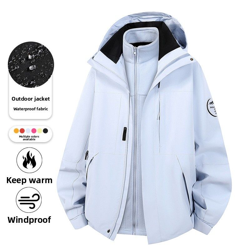 Giacca da trekking impermeabile 3 in 1 per esterni, giacca da trekking impermeabile 3 in 1 autunno inverno, giacca rigida da uomo, cappotto da donna_voghion.com