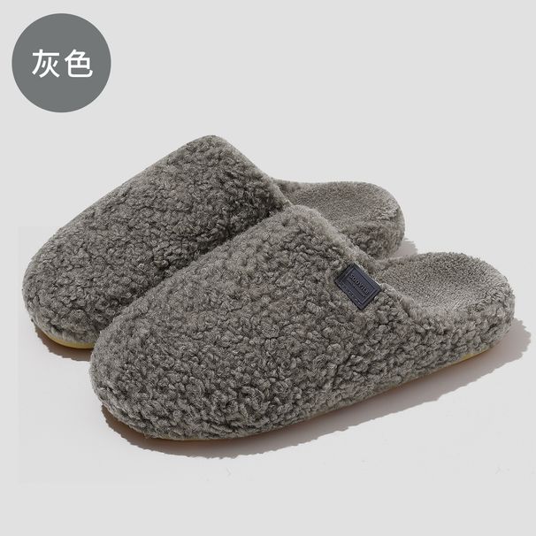 Pantuflas de algodón silenciosas para hombre, ideales para otoño e invierno. Nuevas, sencillas, gruesas, cálidas, de felpa suave en la suela. Para mujer._voghion.com