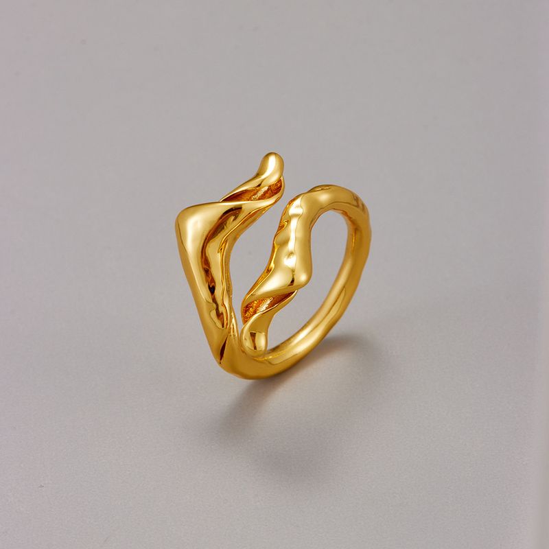 Gilt Spiral High-end Geometric Open Minimalist Cool Style Ring For Women_voghion.com