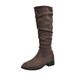 Overknee Khaki Slouch High Tube Reitschuhe für Damen Neue Herbst-Winter-Plissee-Schlankheits-Langstiefel_voghion.com