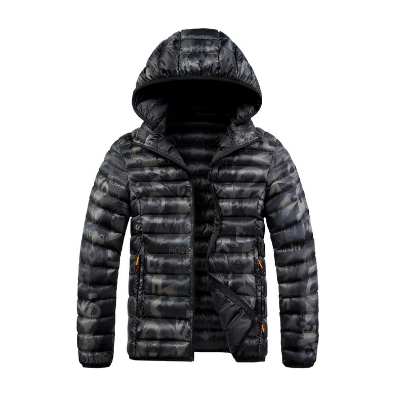 Men's Clothing Slim Fit Letter Bone Cotton Jacket With Hood Lightweight Winter Coat For Outdoor Sports (Grey, Blue, Army Green, Black) - Sizes M-4XL​​_voghion.com