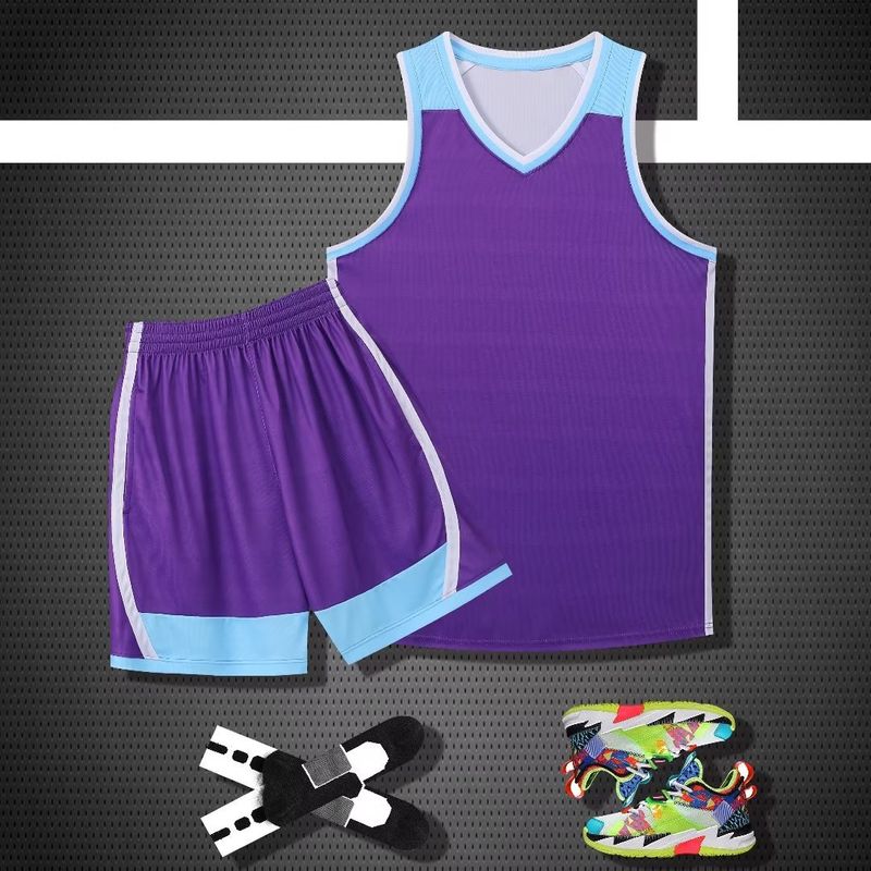 New American style basketball printed set for men's summer student sports competition uniform training vest team jersey_voghion.com