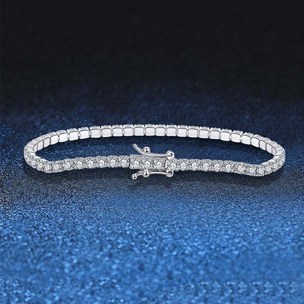 Bracciale tennis in stile moderno con zirconi intarsiati in argento sterling tinta unita_voghion.com