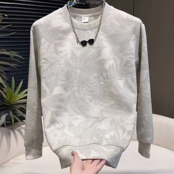 Lässiger Herren-Pullover – Weiches Baumwollmischgewebe, langärmeliges T-Shirt mit Buchstabenprint, lockere Passform für optimalen Tragekomfort im Alltag (Schwarz, Grau, Weiß)_voghion.com