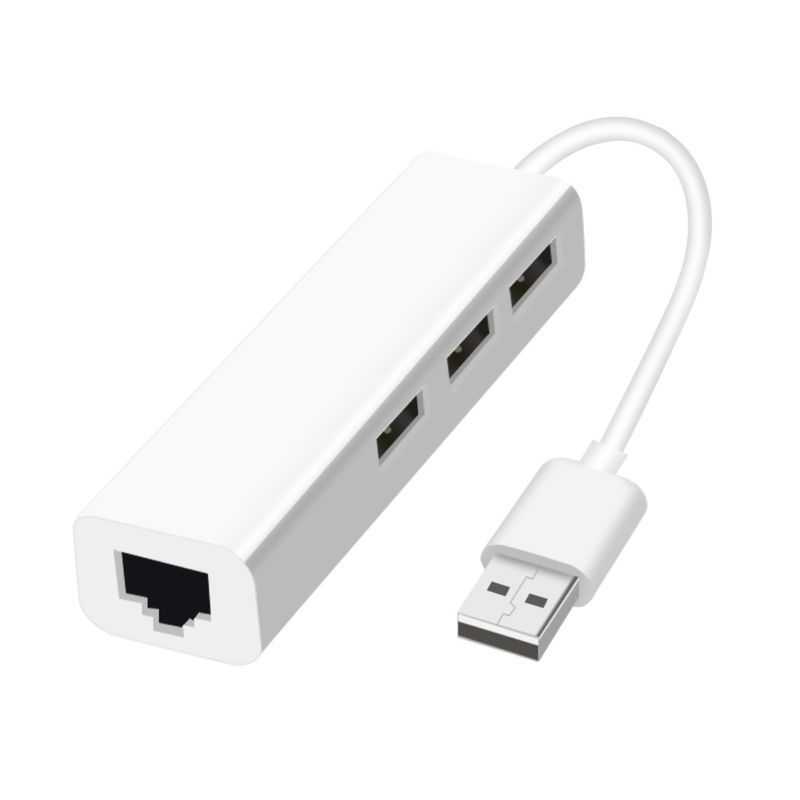 Portable USB/Type-C 3 USB2.0 Port Hub RJ45 Lan Network Card Ethernet Adapter_voghion.com