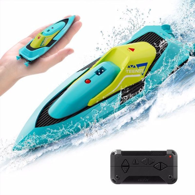 4DRC S5 Blue Remote Control Boat For Swimming Pools And Lakes, 2.4GHz 20+ MPH Racing Boat, Rechargeable Battery, Low Battery Alarm, Gifts For Boys A_voghion.com