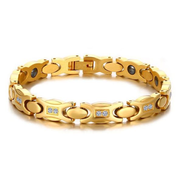 Bracelet magnétique pour homme, perle ovale centrale, noir, anti-radiations, anti-fatigue, soins de santé_voghion.com