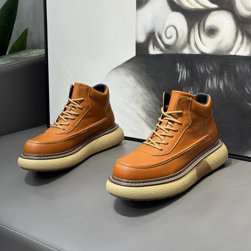 Men's shoes 2023 autumn and winter new high-top shoes thick sole lightweight comfortable Martin boots fashion all-match casual British leather shoes_voghion.com