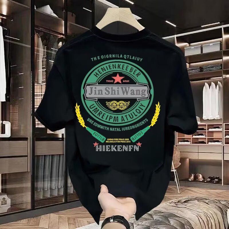Tricou bărbați, stil de brand, modă simplă, bumbac pur, cu mânecă jumătate, tricou pentru bărbați, vrac, greu, toate potrivirea ușoară, lux de înaltă calitate, cu mânecă scurtă_voghion.com