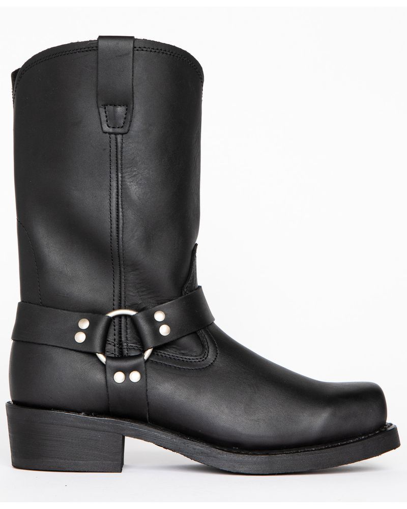 Handmade wooden soles, studded short with 4.5 cm height, square-heeled knight boots for men_voghion.com