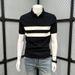 T-shirt d'été à manches courtes et revers pour homme, polo de couleur contrastée, style décontracté américain, manches mi-longues_voghion.com