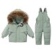 Winter-Daunenjacken-Set für Kinder – Kapuzen-Steppjacke + abnehmbare Latzhose (1-3 Jahre, 80-100 cm) in zarten Pastelltönen_voghion.com