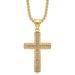 Collana con ciondolo a croce con fila singola di diamanti placcata oro e acciaio al titanio di Hip Hop HIPHOP_voghion.com
