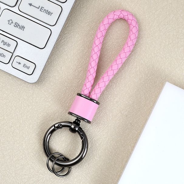 Portachiavi creativo in pelle per auto, con corda intrecciata, in metallo, portachiavi a forma di croce, per coppia, piccolo ciondolo_voghion.com