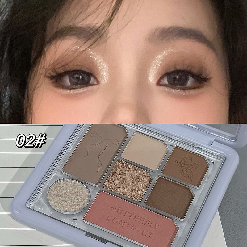 Art Value Butterfly Contract Multi-Functional Eyeshadow Palette Pearlescent Glitter Matte All-in-One Non-Flying Powder_voghion.com