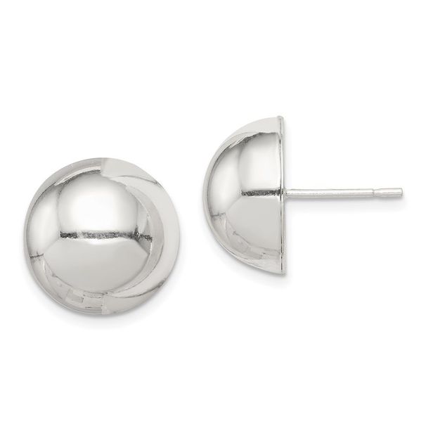 Sterling Silver Polished 14mm Button Earrings_voghion.com
