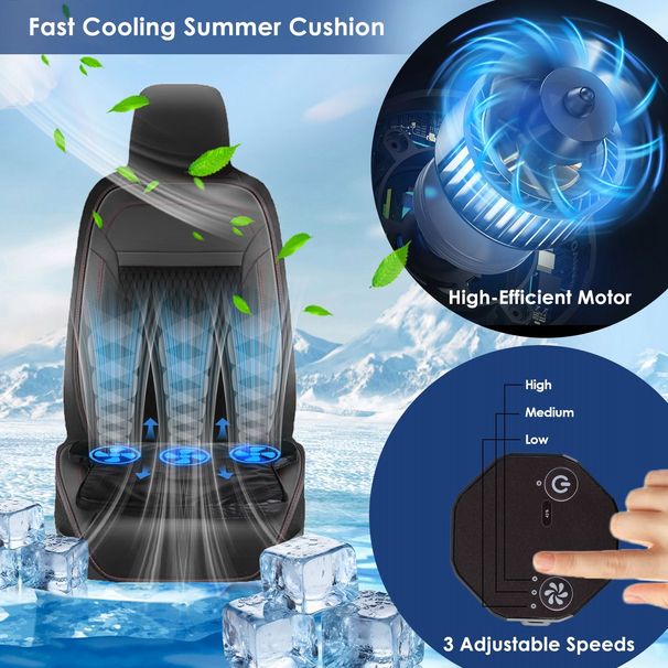 Summer Water Cooling System Seat Cushion With Fans 3 Speeds 26°C/78°F Constant Temperature USB Plug Portable Auto On/Off Ventilated Seat Cushion For Home Office Car_voghion.com