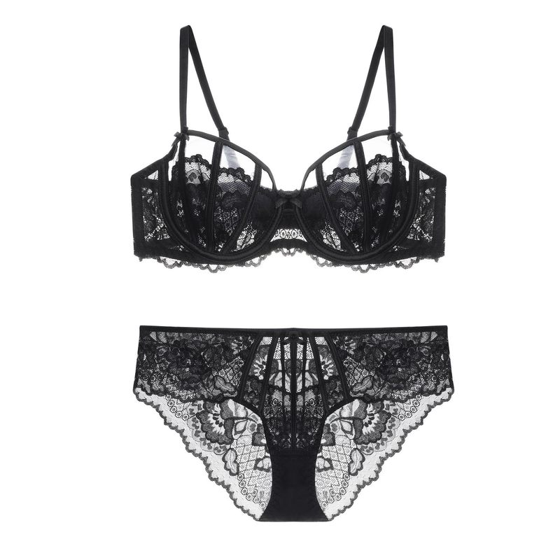 Intimo in pizzo francese per donna, sexy, ultra sottile, reggiseno con seno grande, taglia piccola, anti-cedimento, set reggiseno regolabile_voghion.com