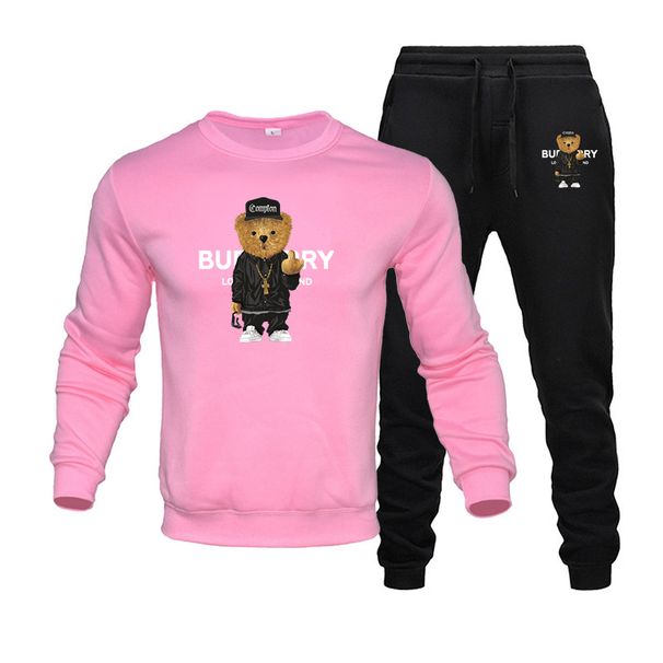 Naisten syksyn 2023 monivärinen muoti, rento urheilusetti, uusi laiska tyyli, väljä, pyöreäkauluksinen villapaita, kaksiosainen housut_voghion.com