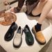 Black Small Leather Shoes Women's British Style Spring And Autumn Retro Height Increasing Summer Shoes_voghion.com