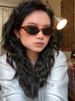 LazyZoom European And American Leopard Print Frame Cat Eye Women's High-Grade Small Square Round Face Gyaru Photo Sunglasses Sun_voghion.com