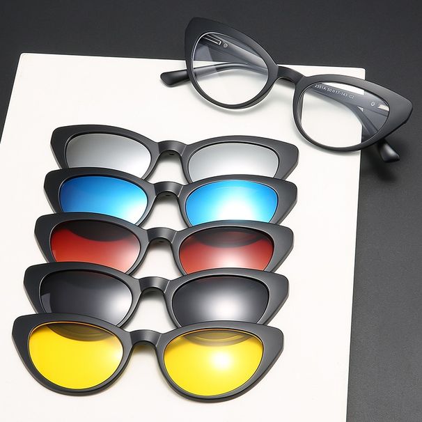 Yeni Gelenler 6'sı 1 Arada Gözlük Çerçevesi Kadınlar 5 ADET Klipsli Polarize Güneş Gözlüğü Manyetik Gözlük Kadın Bilgisayar Optik 2351_voghion.com