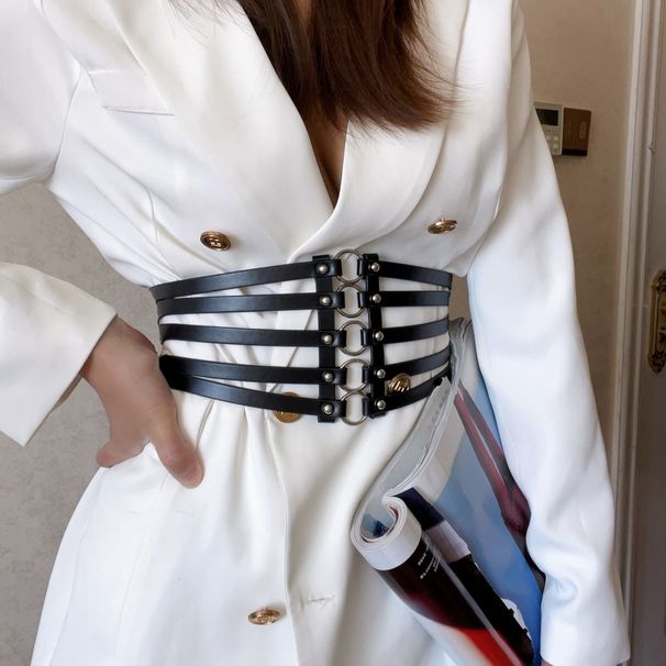 Punkowy pasek w talii dla kobiet, szeroki pasek, modny i wszechstronny, fajny stylowy dodatek dla kobiet, pasuje do sukienek, garniturów i_voghion.com