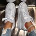 Sneakers casual con strass taglie forti per donna - Scarpe basse alla moda con lacci e design scintillante, comode ed eleganti per l'estate_voghion.com