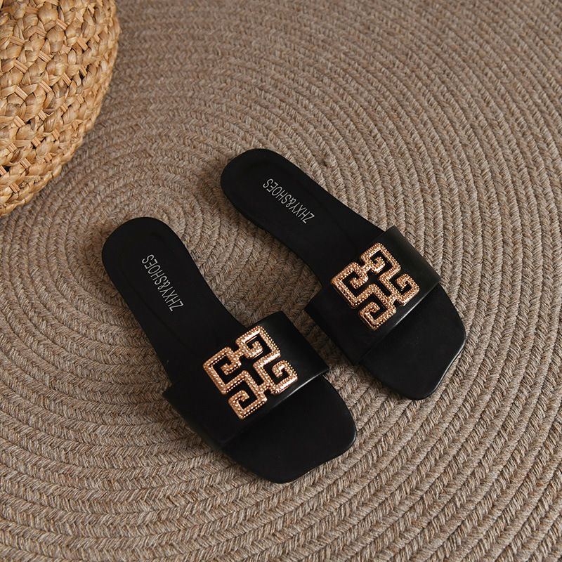 Sandalen en pantoffels Dames Zomerkleding Mode 2023 Nieuw Net Rood Kust Vakantie Zand Ruyi Gesp All-match Platte bodem Uitgaan_voghion.com