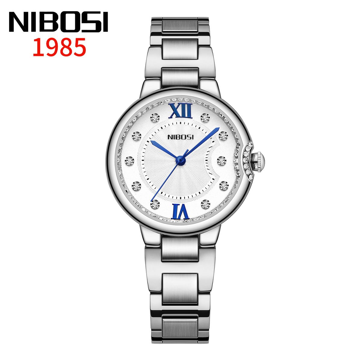 NIBOSI New Fashionable Simple Steel Band Quartz Watch Women's Kwai Diamond Set Waterproof Women's Watch_voghion.com