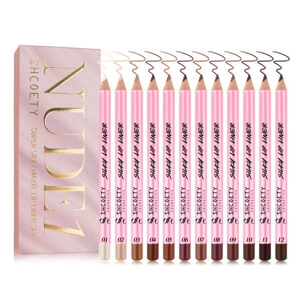 Lip Liner 12 Color Matte Lipstick Lip Liner Set Nude Color Long Lasting Non Fading First Generation_voghion.com