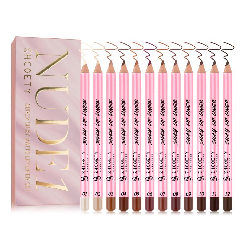 Lip Liner 12 Color Matte Lipstick Lip Liner Set Nude Color Long Lasting Non Fading First Generation_voghion.com