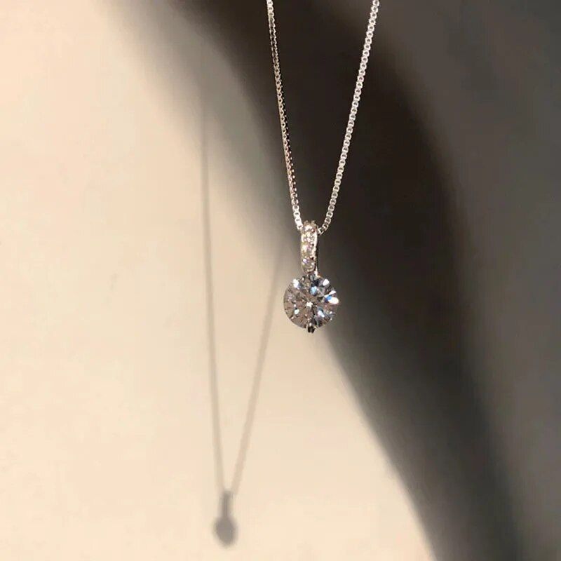 Piccola collana con ciondolo in argento e zirconio, portachiavi semplice e nuovo da donna, regalo per feste per ragazze e donne_voghion.com