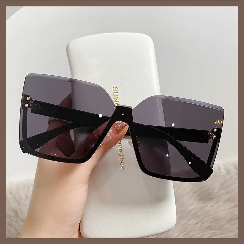 Gafas de sol de moda nuevas de estilo europeo y americano con montura media de metal, delgadas y anti-UV para mujer_voghion.com