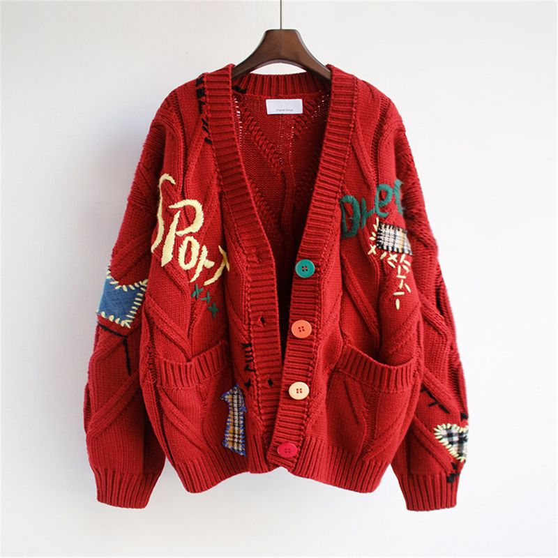 Vêtements pour femmes printemps et automne coréen nouveau style paresseux cardigan pull manteau pour femmes pull tricoté court ample haut d'automne_voghion.com
