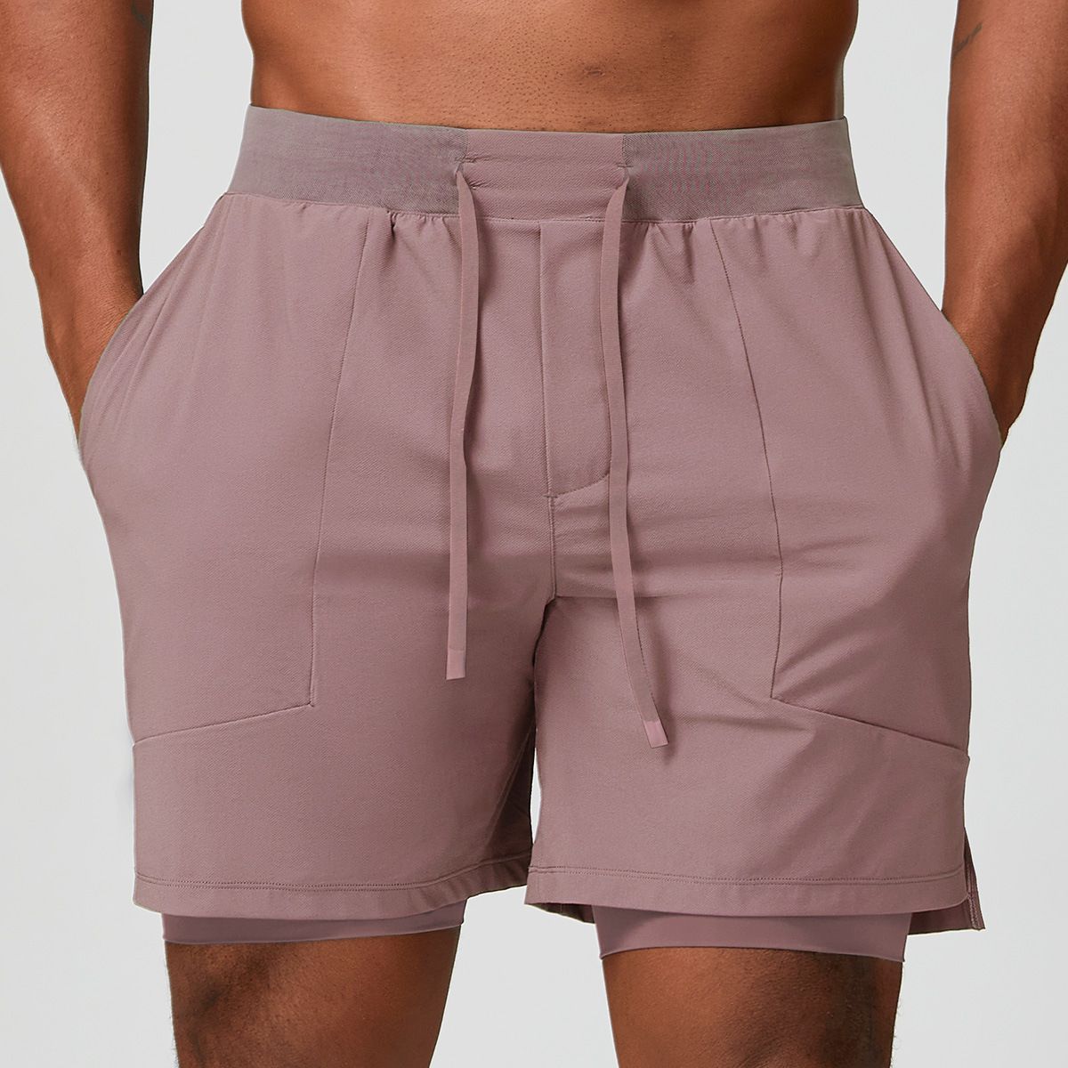 SwayneMen's Skin-Friendly Breathable Quick-Drying Sports Casual Double Layer Shorts, American Fitness Basketball Four-Point Shorts 1189_voghion.com