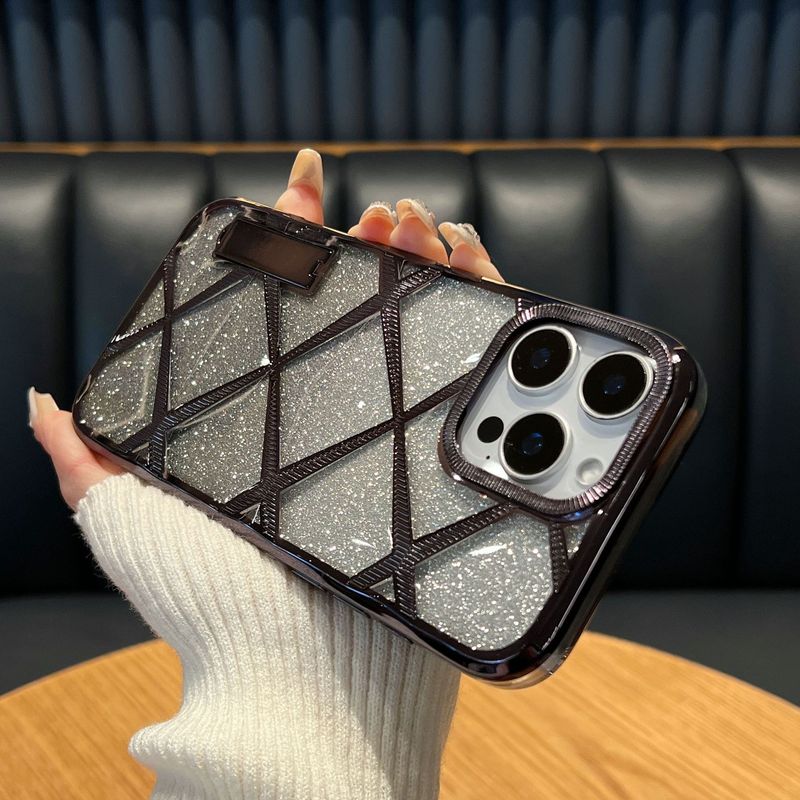 Phone Case & Covers Applicable To Mobile Phone Case Invisible Bracket Gradient Glitter Diamond Pattern IPhone15 Light Luxury_voghion.com
