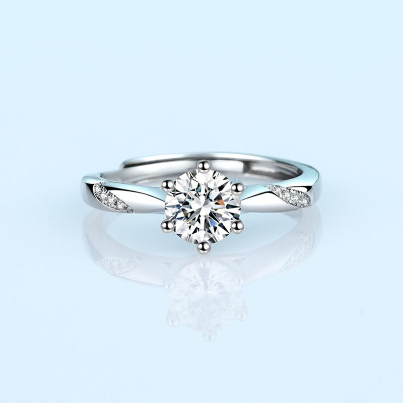 Anillo de bodas de moissanita Zhou de seis puntas y 50 puntas de 1,2 quilates para mujer con transmisión en vivo_voghion.com