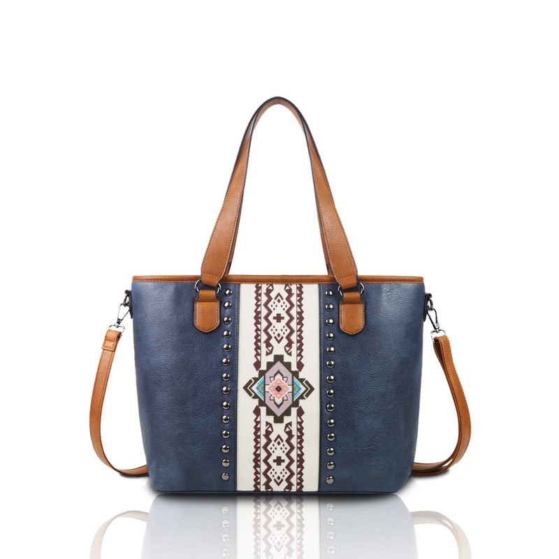 Cross Border New PU European And American Retro Ethnic Style Tote Bag Large Storage Women's Bag Commuting Bag_voghion.com