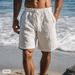 Abbigliamento da uomo Nuovo cotone e pantaloncini di lino Coulisse Elastico in vita Gamba dritta Tinta unita Traspirante Quotidiano Spiaggia Cinque Punti Pantaloncini casual_voghion.com