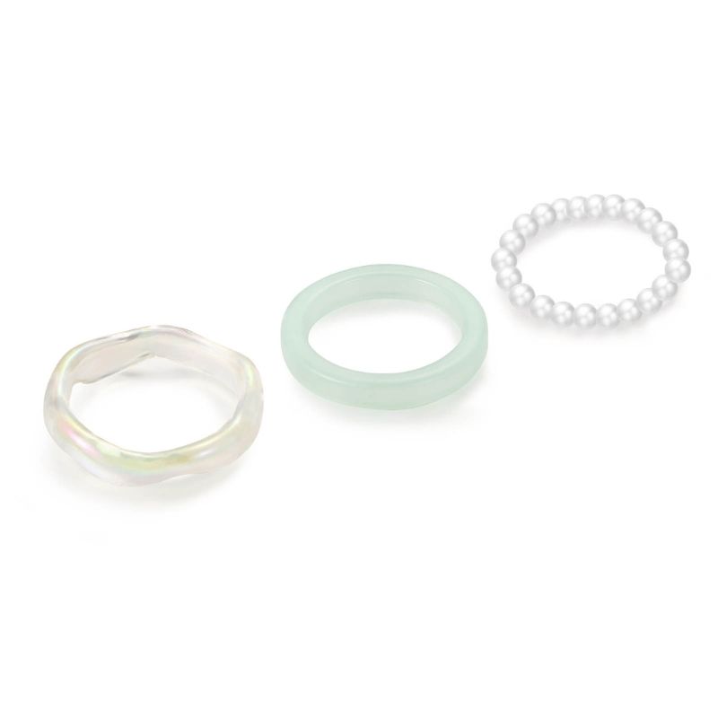 Ventes chaudes 3 pièces, bague de pouce pliable à la mode en résine, bague élastique en perles Y2K_voghion.com