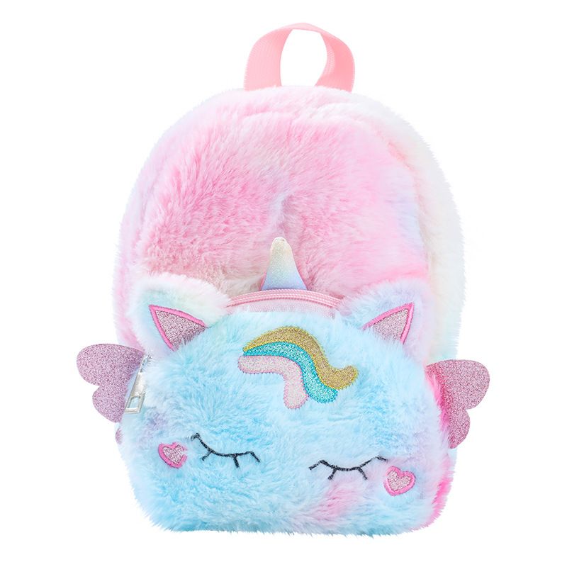 Casual Backpack Plush Backpack Cute Cartoon Plush Backpack Unicorn Unicorn Plush Schoolbag Girl_voghion.com