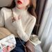 Lace Trim Half Turtleneck Base Shirt For Women 2023 Autumn Winter New Fashionable Solid Color Slim Fit Knitted Top_voghion.com