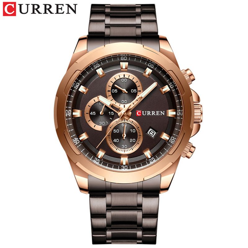 2022 Curren 8354 Men Watch Top Brand Luxury Chronograph Gold Watches Men 2021Stainless Steel Golden Male Wristwatch_voghion.com