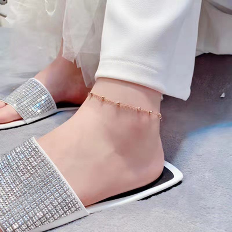Cavigliera alla moda in acciaio al titanio resistente allo sbiadimento per donna con campanellino, stile antico Mori, versione coreana, semplice e unica._voghion.com