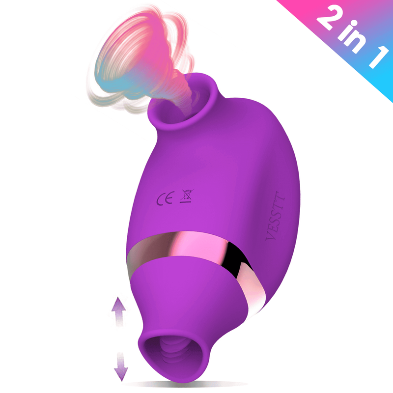 Sucking Licking Vibrator Toy, XBONP 2-in-1 Tongue Licking & Clitoral Sucking Nipples Stimulator, 7 Modes Adult Sex Toys For Women Couples_voghion.com